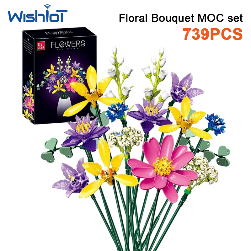Orchid Kids Education - JJ9236 739-delige Bloemenboeket Bouwstenen Orchidee Kornbloem