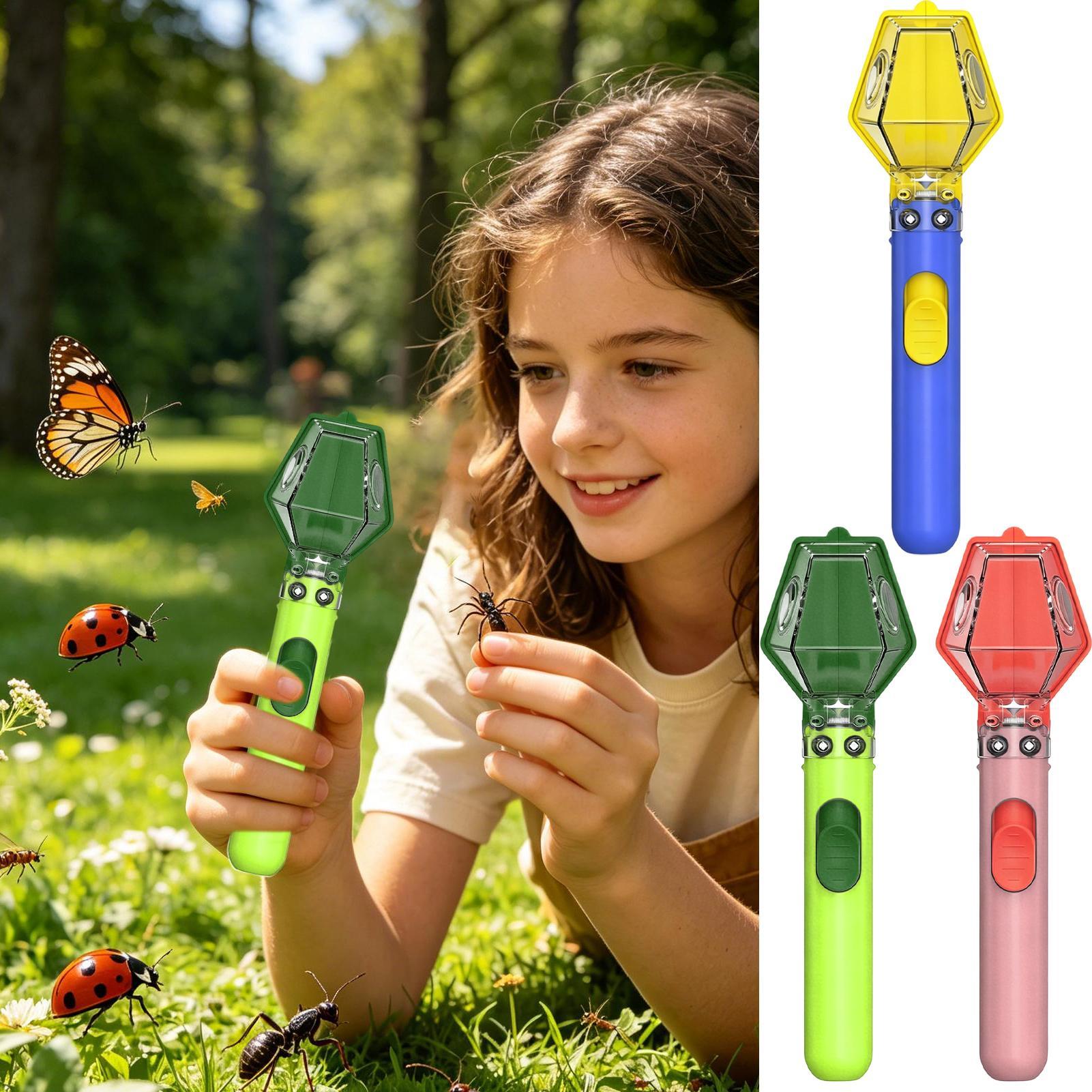 Kids Outdoor Education - Multifunctionele draagbare insectenvanger, push-type, transparante observatiebox,
