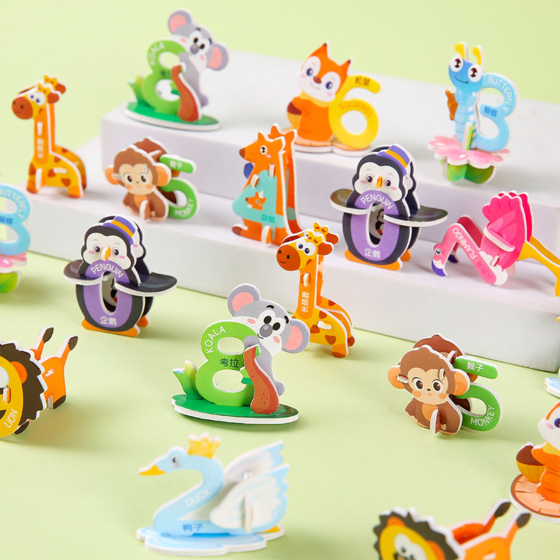 Number Puzzle Foam - 3d Cartoon Dier Nummer Foam Primaire