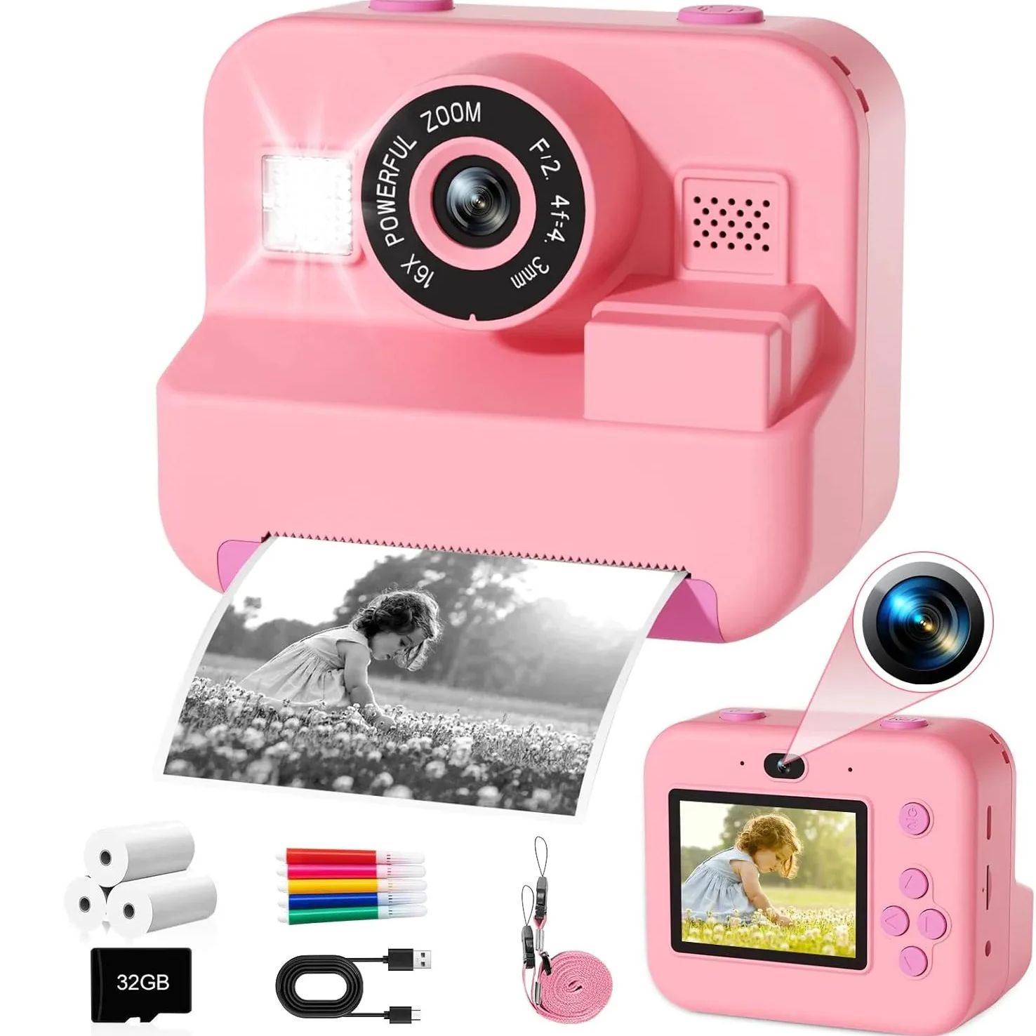 Japanese Kids Education - newInstant Print Camera Met 32G Kaart